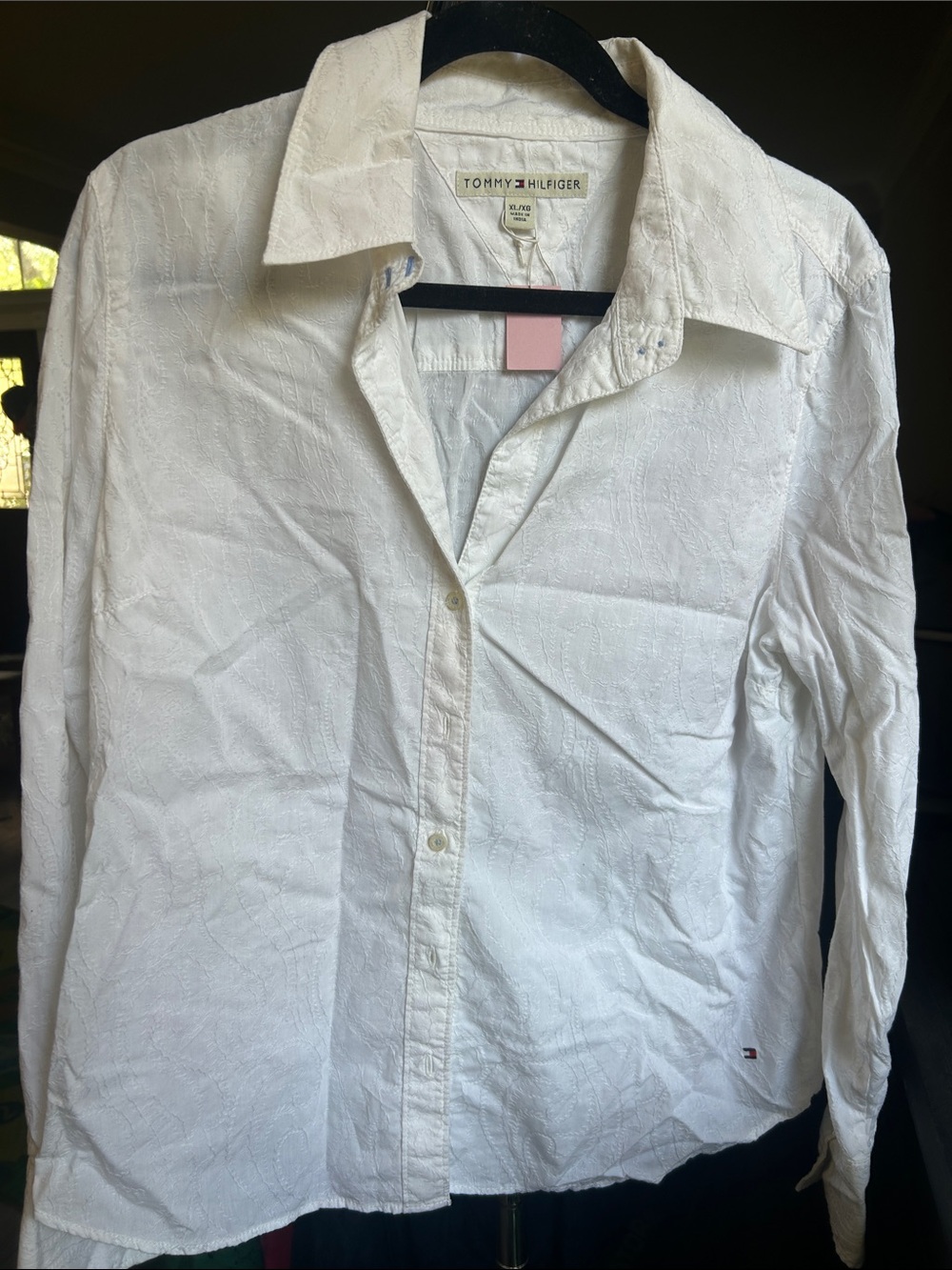 Tommy Hilfiger White Textured Button-Down Shirt